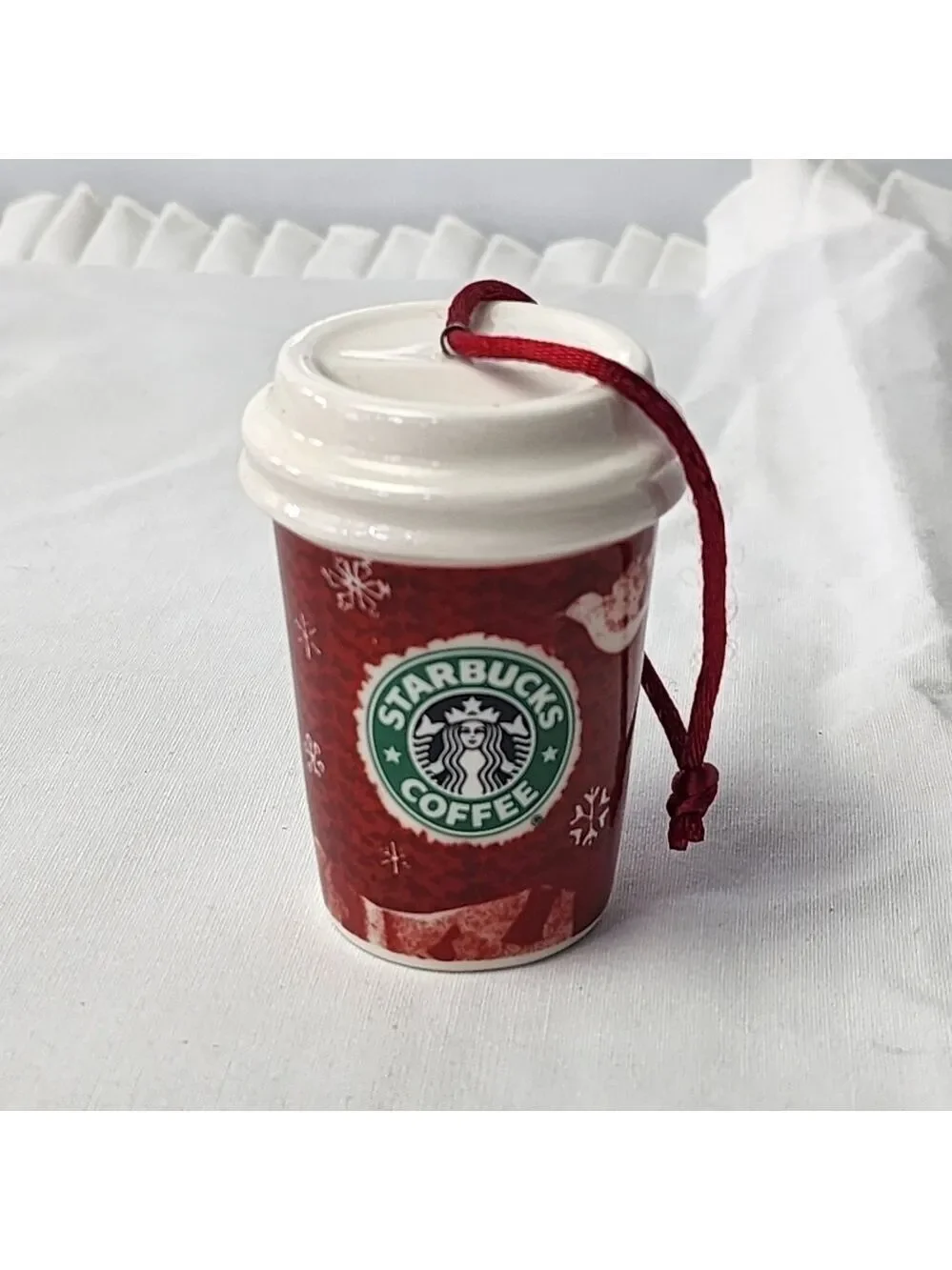 Starbucks 2008 Winter scene Holiday ceramic Christmas coffee mug ornament